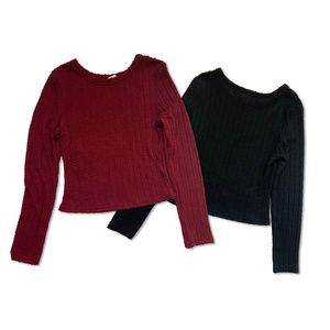 Bundle 1cred and 1 black long sleeve tops used only once,